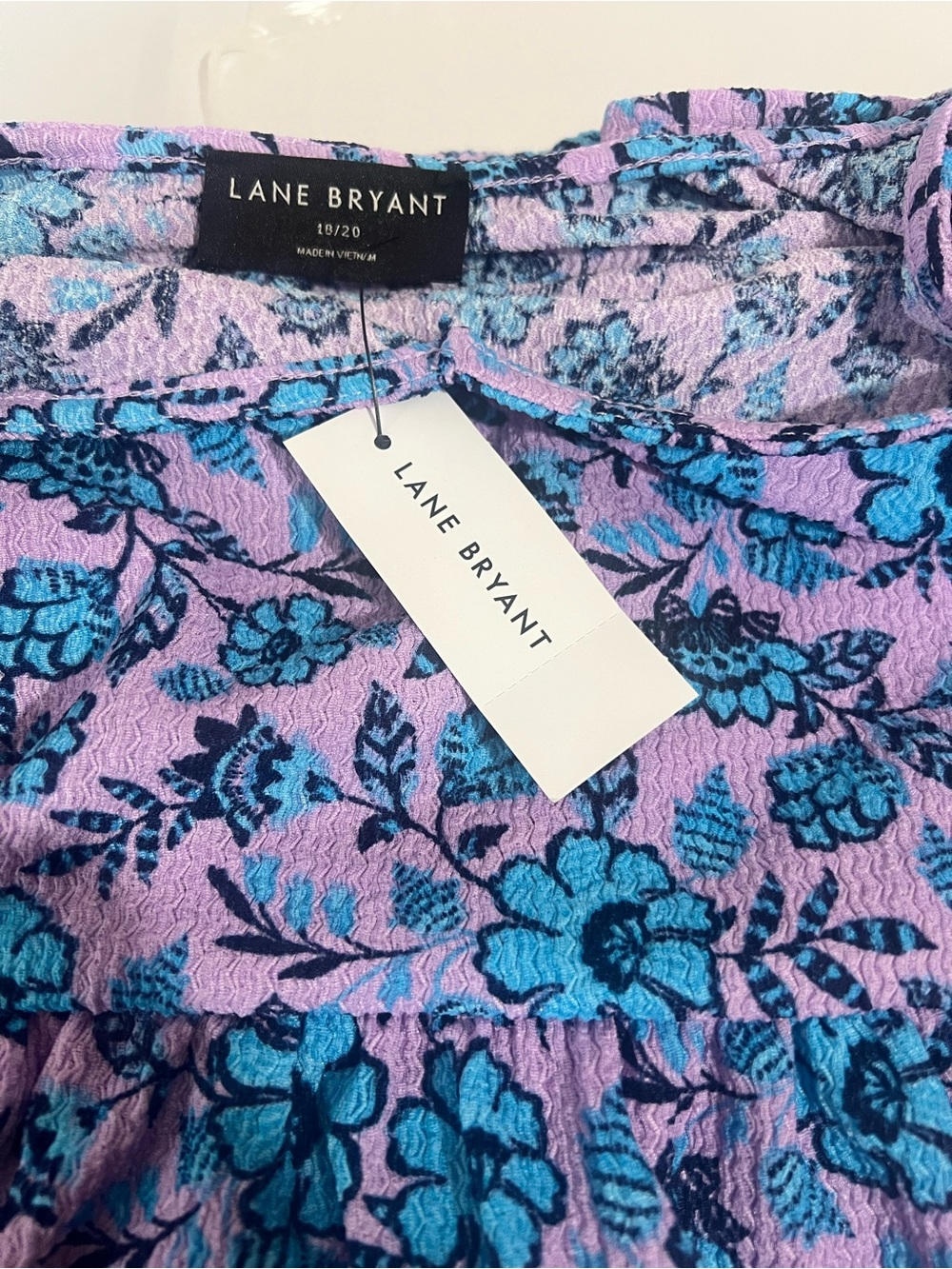 Lane Bryant Lavender & Blue Floral Smocked Chemise Top